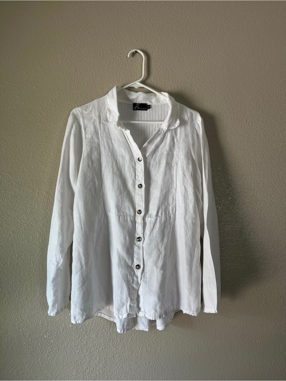 Fenini White Ribbed Button-Up Shirt - Picture 2 of 11